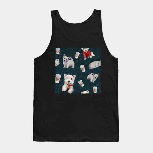 Westies mom dark green pattern Tank Top by ArtInPi